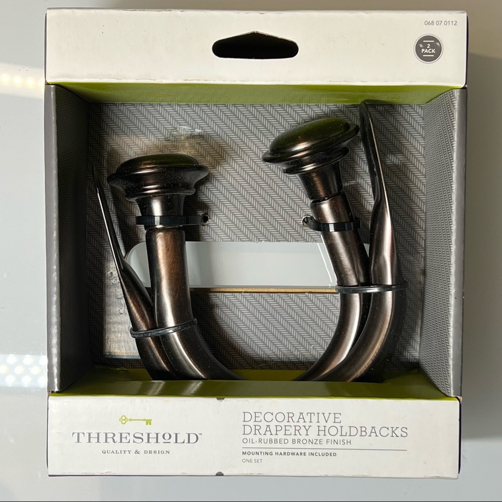 NWT Threshold Decorative Drapery Curtain Holdbacks OIL-RUBBED BRONZE FINISH
